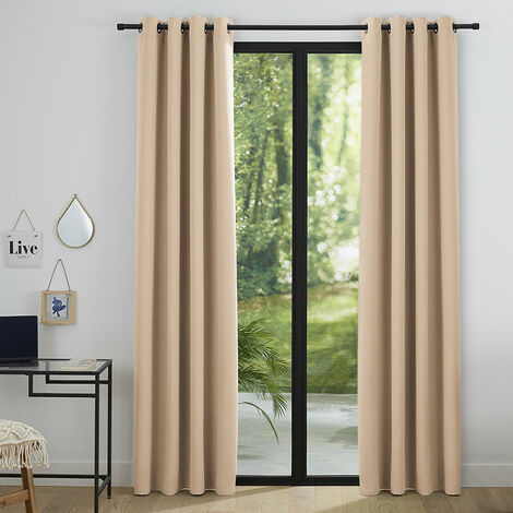 Tenture Occultante Velours 210X120Cm (Lxh) Beige, Rideau Isolant