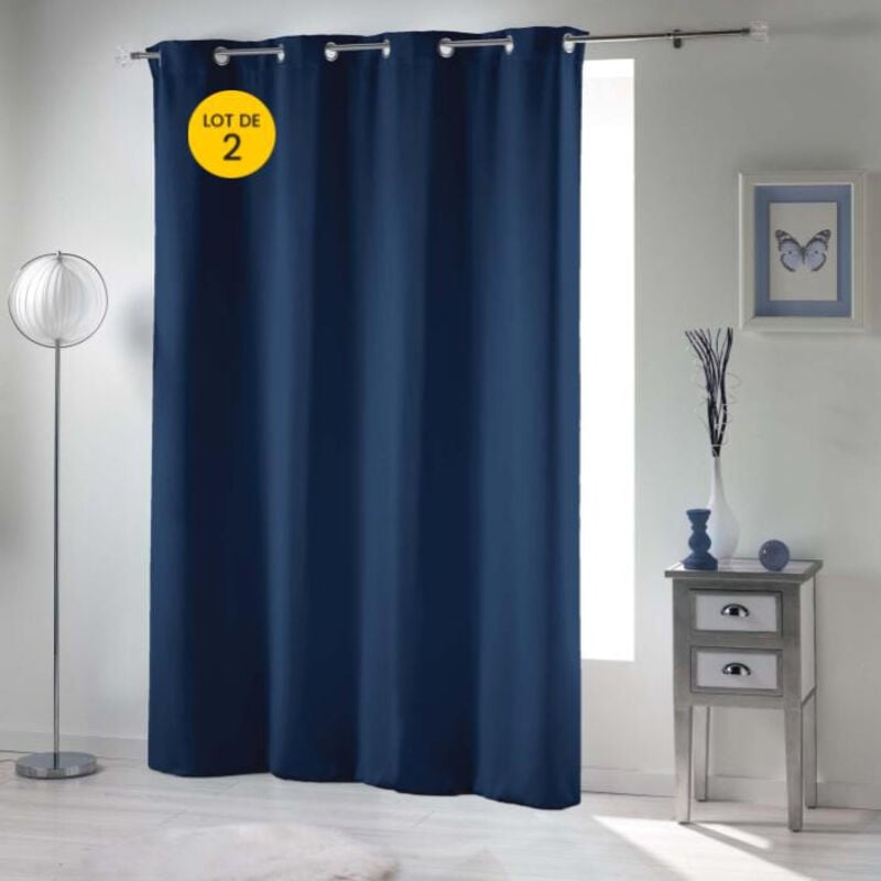 Lot de 2 Rideaux occultant spécial petites fenêtres 135 x 180 cm occult Navy