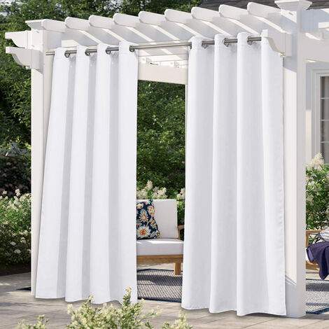 Lot de 2 Rideaux Occultants, 140x240 CM (Largeur x Hauteur), Rideaux pour Salon et Chambre, Design Moderne à Oeillets, Blanc