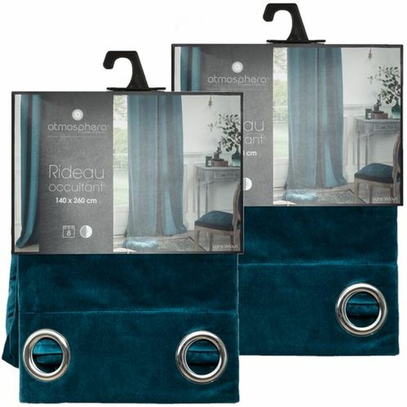 Lot de 2 Rideaux occultants en polyester effet velours