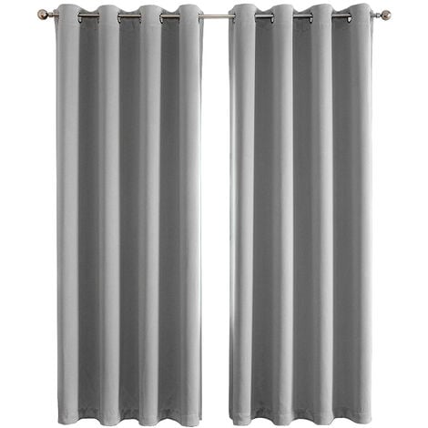 Lot de 2 Rideaux Occultants Isolant Thermique Anti Froid,  Rideaux pour Salon et Chambre,Design Moderne à Oeillets, 140 sur 240 cm, Gris