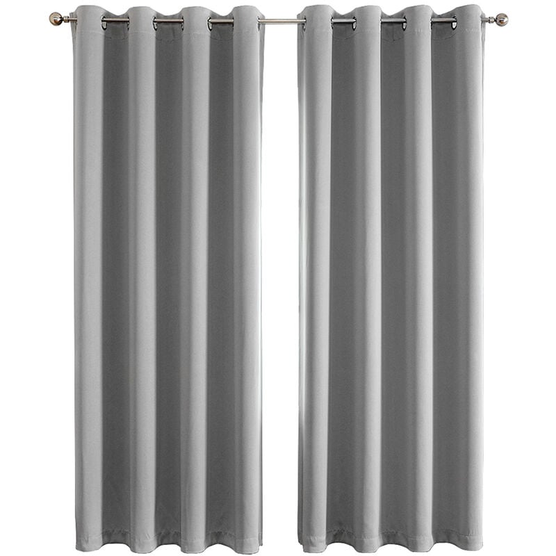 Haloyo - Lot de 2 Rideaux Occultants Isolant Thermique Anti Froid, Rideaux pour Salon et Chambre,Design Moderne à Oeillets, 140 sur 240 cm, Gris