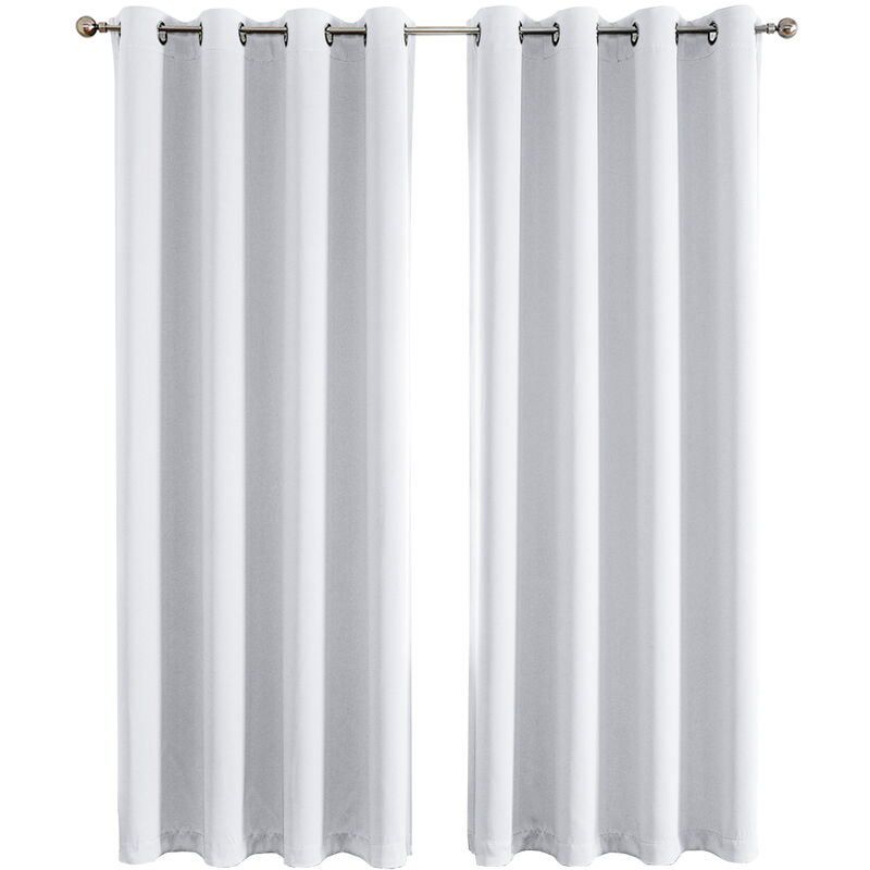 Haloyo - Lot de 2 Rideaux Occultants Isolant Thermique Anti Froid, Rideaux pour Salon et Chambre,Design Moderne à Oeillets, 140 sur 240 cm, blanc