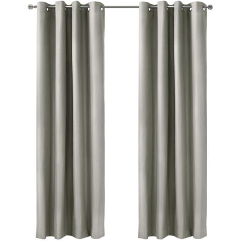 Lot de 2 rideaux occultants isolants, rideaux à œillets, pour salon et chambre, 140x175 cm (gris clair)