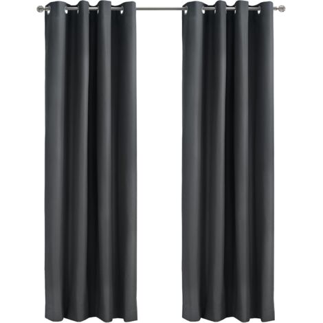 Lot de 2 rideaux occultants isolants, rideaux à œillets, pour salon et chambre, 140x244 cm (gris foncé)