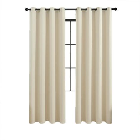 Lot de 2 rideaux occultants isolés, rideaux à œillets, pour salon et chambre, 140x175 cm (beige)