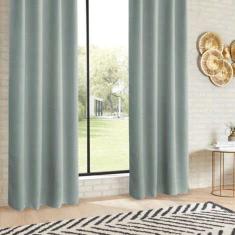 Lot de 2 Rideaux Occultants "Kerry" 135x240cm Vert Céladon
