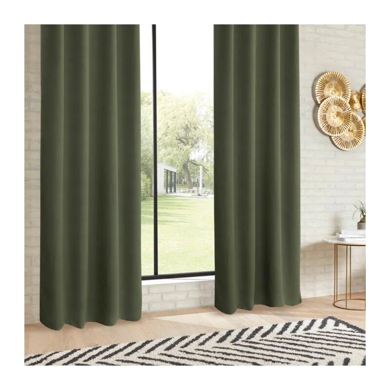 Lot de 2 Rideaux Occultants 'Kerry' 135x240cm Vert Kaki