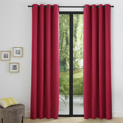Lot de 2 rideaux occultants thermiques 140 x 260 cm – Doublure polaire pour isolation – 8 œillets pour installation facile – Univers Decor