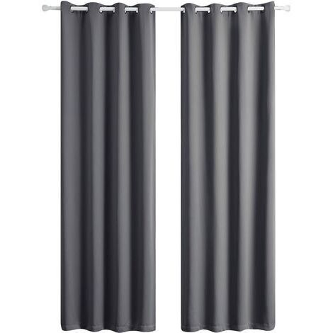 Lot de 2 rideaux occultants thermiques - Gris - 140 x 260 cm