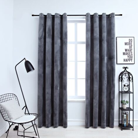 Lot de 2 Rideaux occultants,Rideaux anti-lumière et anneaux Velours Anthracite 140x225cm CFW65448