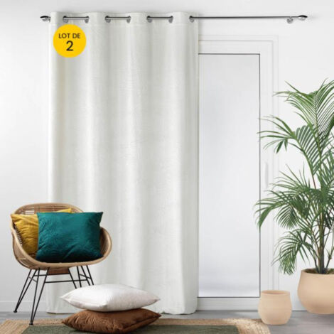 Lot de 2 Rideaux occutant 140 x 240 cm en velours relief Analia Naturel