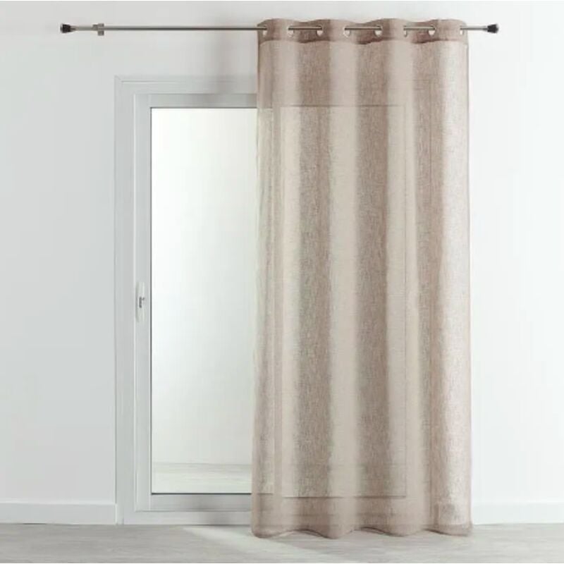Lot de 2 Rideaux à Oeillets – Panneau « effet lin » - 140 x 260cm - beige.