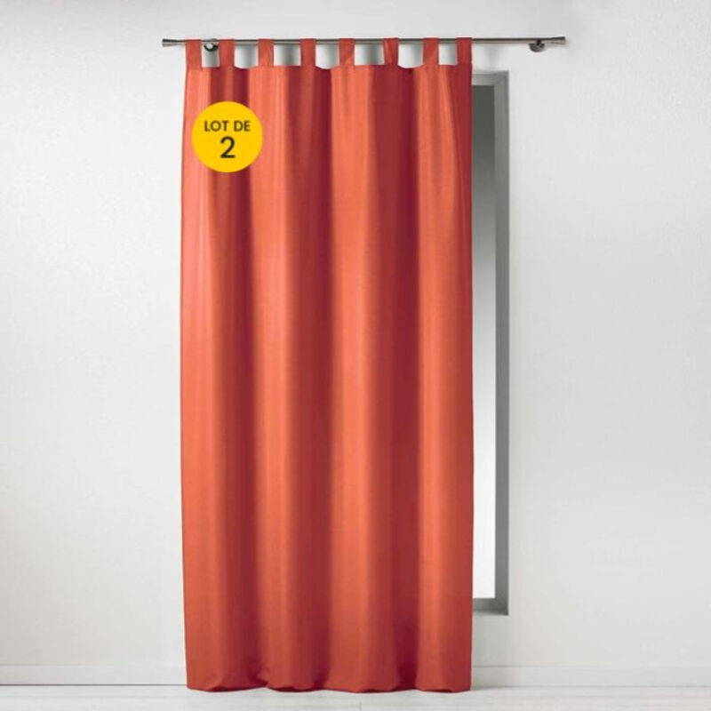 Lot de 2 Rideaux à passant 140 x 260 cm Essentiel Terracotta