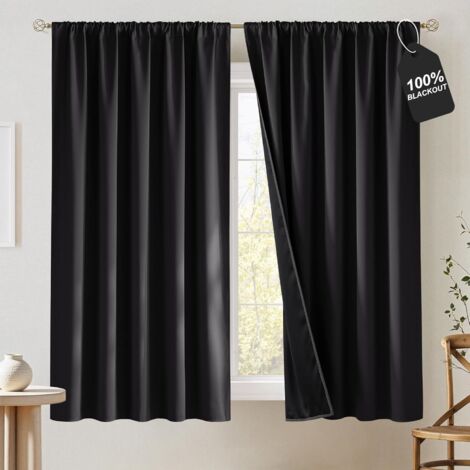 Lot de 2 Rideaux Salon 132x160 cm - Occultants Isolation Thermique, Ideal pour Film et Séjour