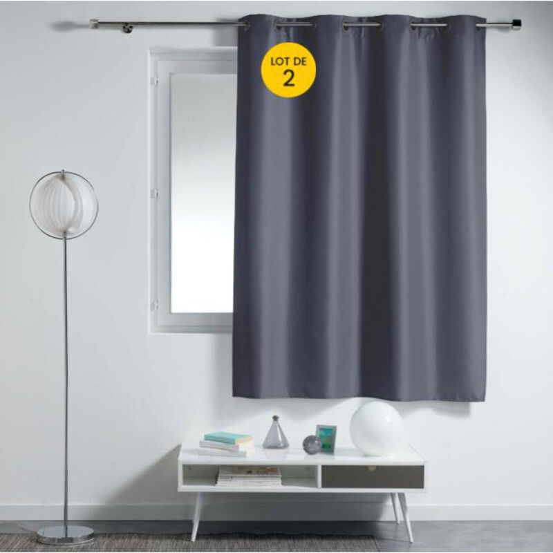 Lot de 2 rideaux spécial petites fenêtres 140 x 180 cm Essentiel Béton