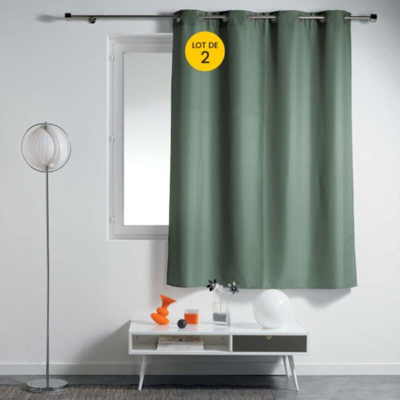 Lot de 2 rideaux spécial petites fenêtres 140 x 180 cm Essentiel Kaki