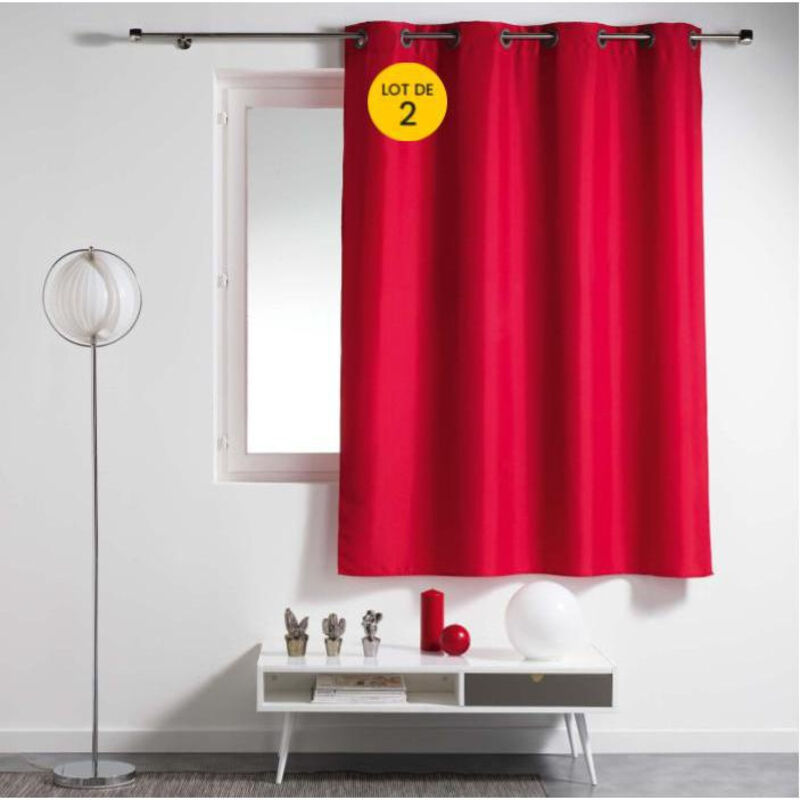 Lot de 2 rideaux spécial petites fenêtres 140 x 180 cm Essentiel Rouge
