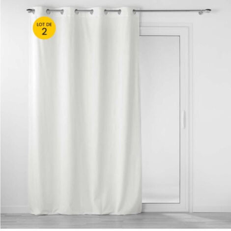 Lot de 2 Rideaux tamisants à œillets 140 x 260 cm – Velours relief Velouriane Blanc