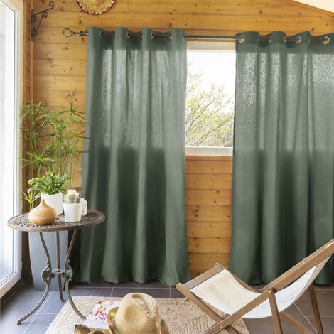 Lot de 2 rideaux tamisants à œillets 140x260 kaki