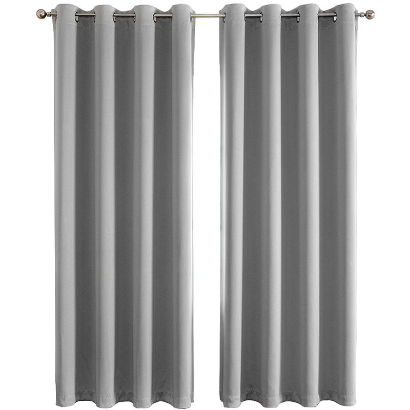 Aqrau - Lot de 2 Rideaux Thermiques Rideaux Occultant pour Salon et Chambre Gris 140x240 cm