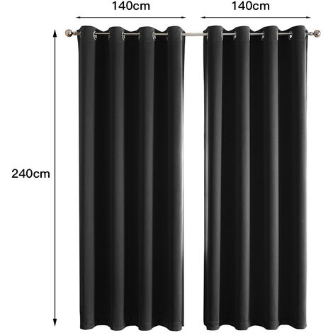 Lot de 2 rideaux thermiques,Rideaux Isolants,Rideaux Occultants Isolant,noir,140240cm