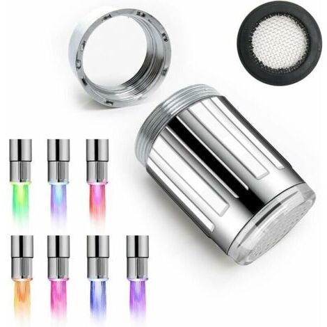 Lot de 2 Robinet d'eau LED Coloré, robinets led, 7 couleurs changeantes robinet d'eau robinet lumineux à LED embout