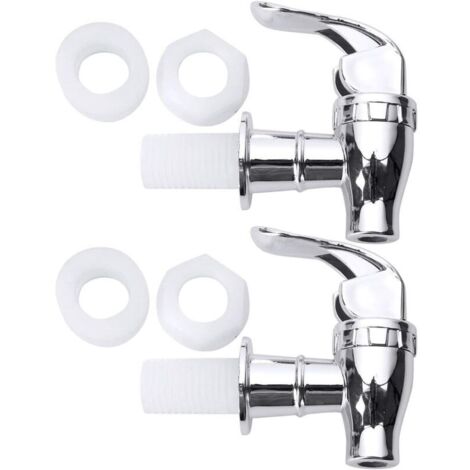 Lot de 2 robinets de baril en acier inoxydable pour distributeur de vin, remplacement pour bouteilles de boissons, canettes de bière, cafetière, seau à lait, argent B 17 mm