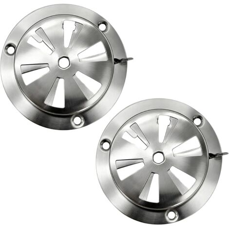 Lot de 2 rosettes d'aération rondes en acier inoxydable 95 mm - Pour four à gaz, tonneau à feu, grill, barbecue, barbecue, cabane - Poulailler - Pour l'intérieur et l'extérieur