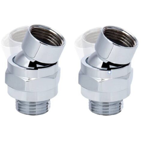 Lot de 2 rotules pivotantes réglables en laiton, rotule pivotante pour connecteur de douche, adaptateur de rotule de douche pour connecter la pomme de douche et la conduite d'eau par galvanoplastie