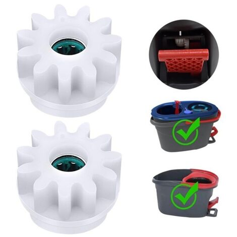 Lot de 2 roues à cliquet en plastique blanches, compatibles avec les seaux de balai rotatif à pédale Vileda et O-Cedar, accessoires de rechange