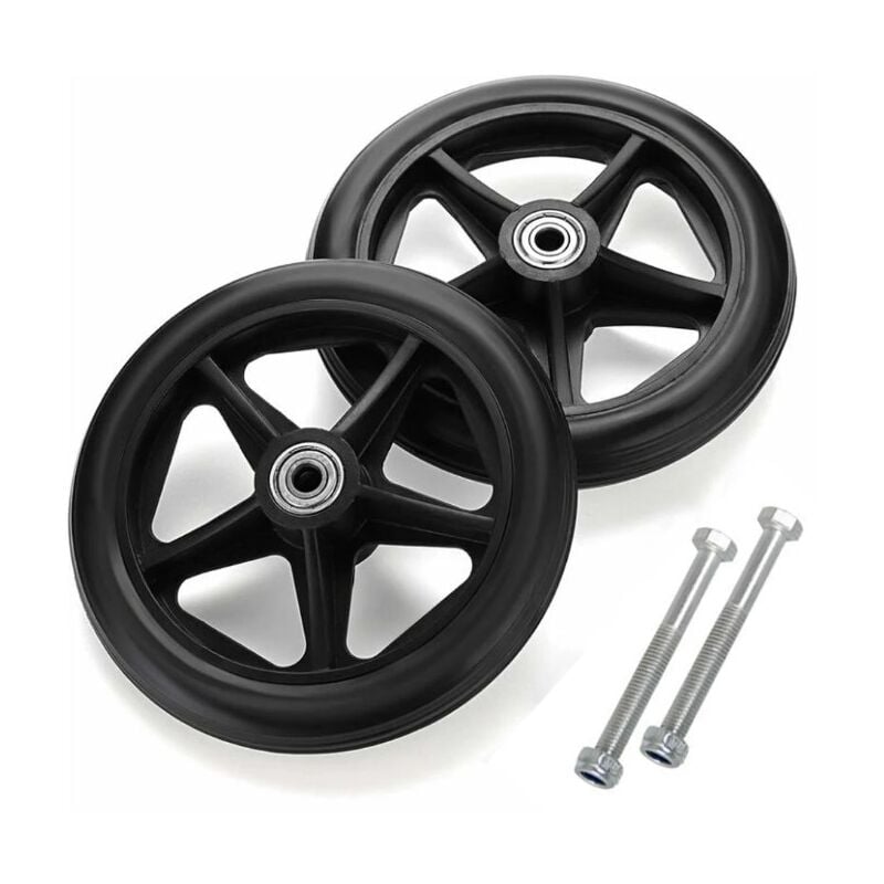 Csparkv - Lot de 2 roues de rechange en caoutchouc de 14-15 cm pour fauteuil roulant, déambulateur, marcheur, roulettes de rechange antidérapantes,