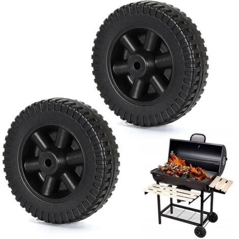 Lot de 2 roues de rechange pour barbecue à gaz, 15 cm, noir