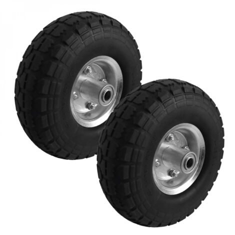 Lot de 2 roues increvables pour chariot 26 x 8.5 cm, axe 16 mm - Noir - Linxor