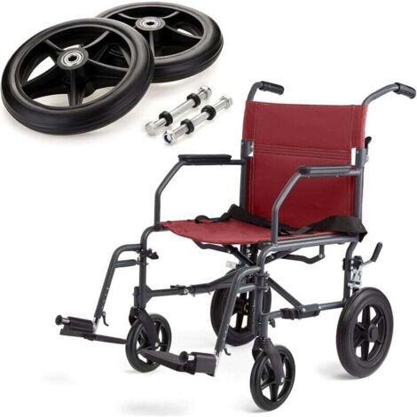 Lot de 2 roues universelles antidérapantes, de 15,2 cm de diamètre, adaptées aux fauteuils roulants, déambulateurs et scooters de mobilité. Noires.