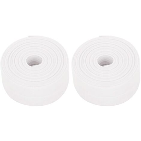 Lot de 2 rouleaux de plinthes souples autocollantes en PVC - 38 mm x 3,2 m - Pour cuisine et salle de bain - Blanc