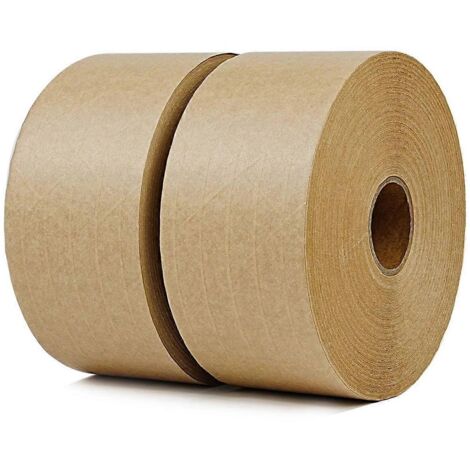 Lot de 2 rouleaux de ruban adhésif kraft gommé renforcé activé par l'eau