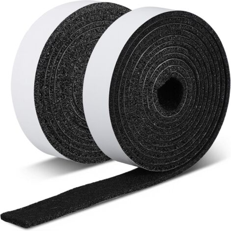 Lot de 2 rouleaux de ruban de feutre autocollant - Noir - 3 mm d'épaisseur - Pour fenêtres, portes, chaises, meubles