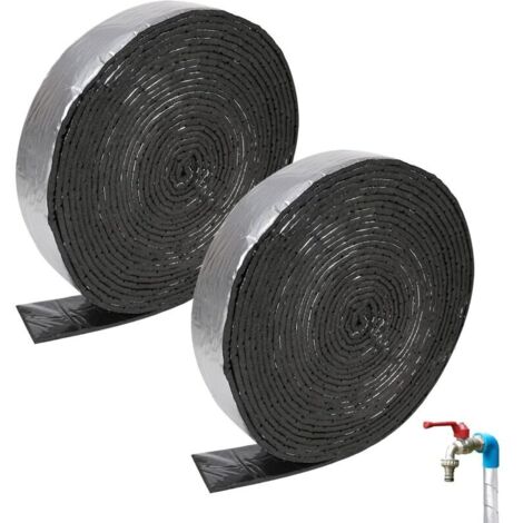 Lot de 2 rouleaux de ruban isolant avec mousse, isolation des tuyaux, à enrouler, pour l'isolation des tuyaux de chauffage, avec auto-adhésif, réduction du bruit pour la protection des tuyaux