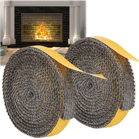 Lot de 2 rouleaux d'étanchéité cheminée auto-adhésifs – Fibres de verre haute température jusqu'à 550 °C – Dimensions 3mm x 10mm x 2m