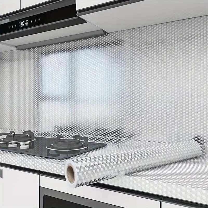 Lot de 2 rouleaux papier aluminium cuisine – résistants à la chaleur, anti-huile et étanches, faciles à nettoyer, déco moderne, pour crédences et