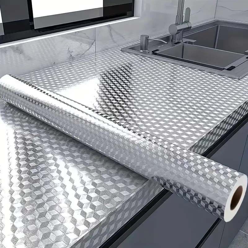 Rouleau aluminium cuisine résistant chaleur – étanche et anti-huile, idéal pour crédences et tiroirs, facile à nettoyer, déco moderne, pose rapide