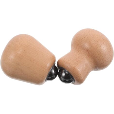 Lot de 2 rouleaux visage bois naturel boules rotatives, sculptant manuel visage/cou/épaules portable
