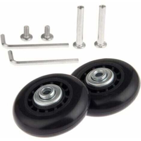 Lot de 2 roulettes (70 x 24 mm) avec axes – Roues de rechange pour valise en caoutchouc et acier, silencieuse et facile à installer