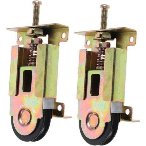 Lot de 2 roulettes coulissantes à roulement à billes – Acier estampé et POM – Ajustement de hauteur – Pour portes miroir en bois et métal