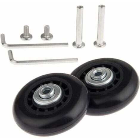 Lot de 2 roulettes de rechange avec axes de roulement 70 x 24 mm – Roues de rechange pour valise, réparation de valise, roulette de valise, roue de bagage, essieux et roulettes
