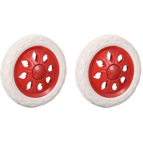 Lot de 2 roulettes de rechange pour chariot de courses en caoutchouc mousse Rouge 15,2 cm de diamètre