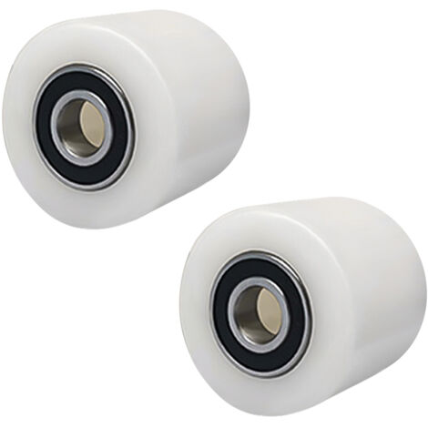 Lot de 2 Roulettes de Transpalette Nylon Polyamide 70 x 60 mm, 650 kg Max noyau acier inoxydable, axe de 20 mm avec roulement à billes double montageaxe Roue pour matériel d'atelier chariots manuels