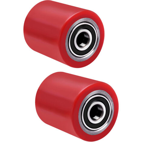 Lot de 2 Roulettes de Transpalette Polyuréthane PU 82x 100 mm, 700 kg Max noyau acier inoxydable, axe de 20 mm avec roulement à billes double montageaxe Roue pour matériel d'atelier chariots manuels