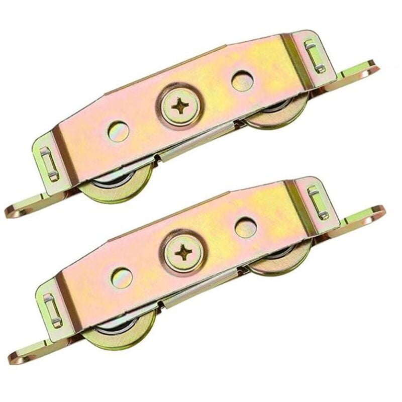 Lot de 2 roulettes dorées pour porte coulissante et fenêtre, largement utilisées et faciles à installer, s'adaptent à la plupart des portes